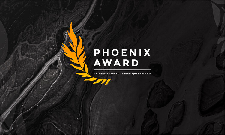 Phoenix Award logo on dark marble background