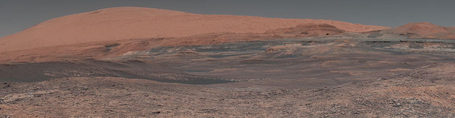 Martian landscape of soil and rocks. 